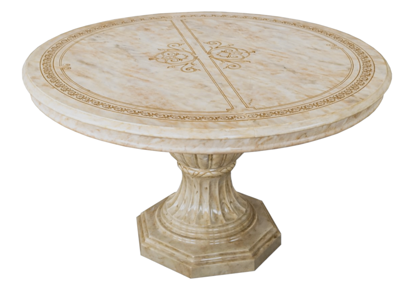 Salle à manger baroque beige marbré doré compacte - NOBILE