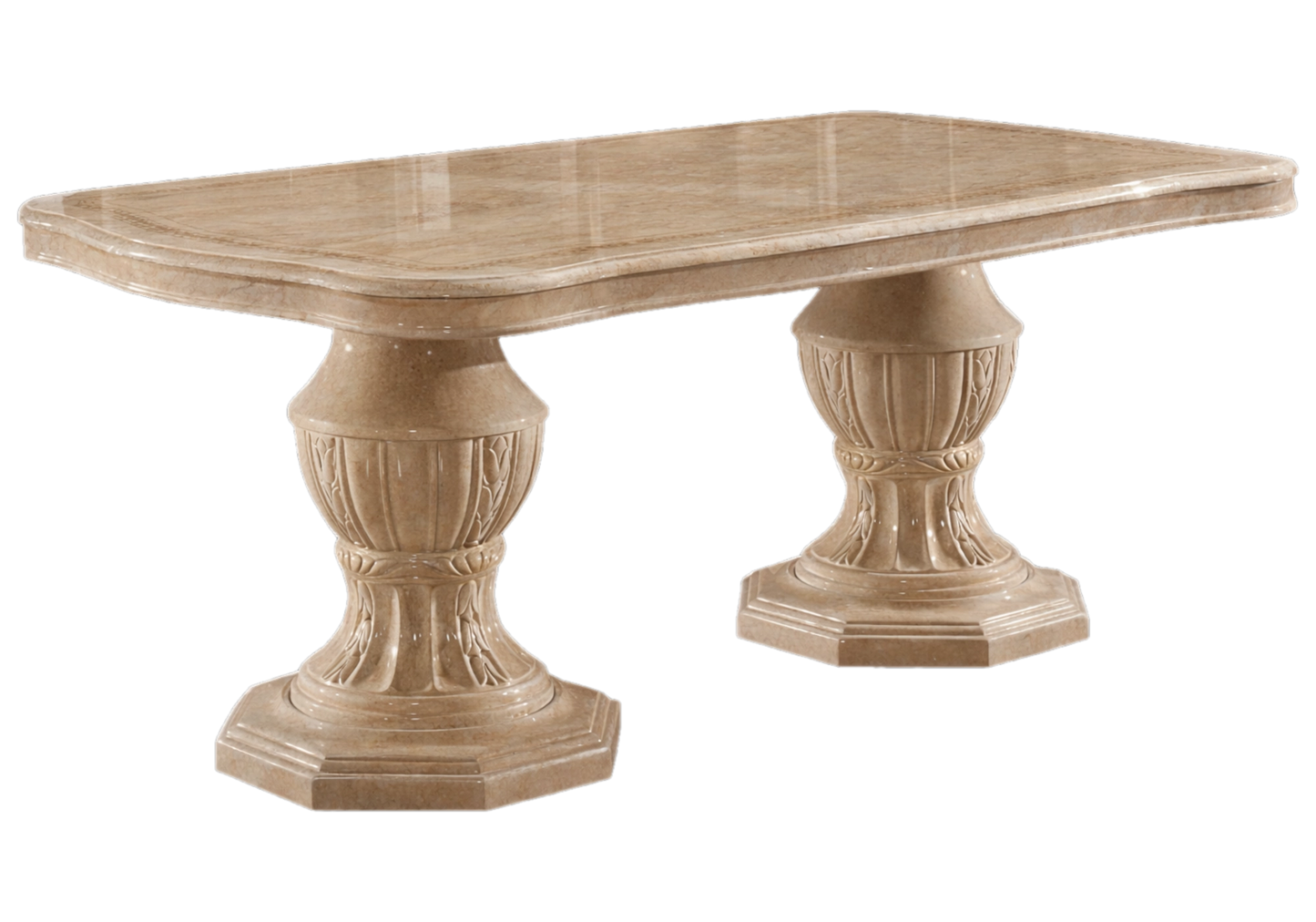 Salle à manger baroque beige marbré doré complète - NOBILE