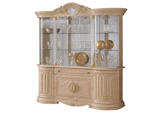 Salle à manger baroque beige marbré doré complète - NOBILE