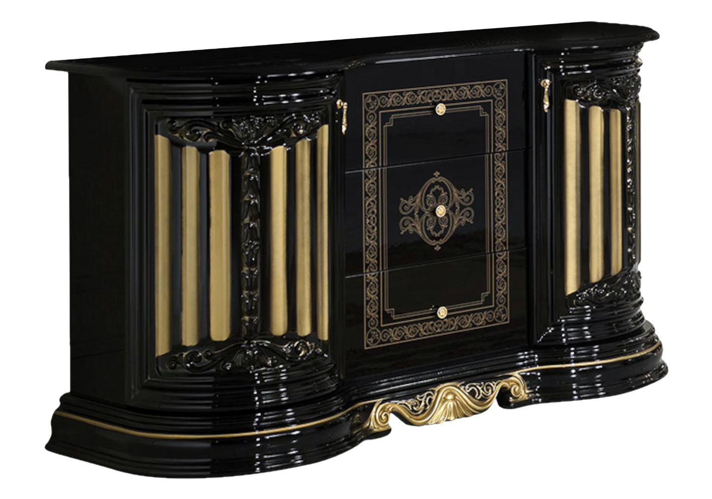 Salle à manger baroque noir doré compacte - NOBILE