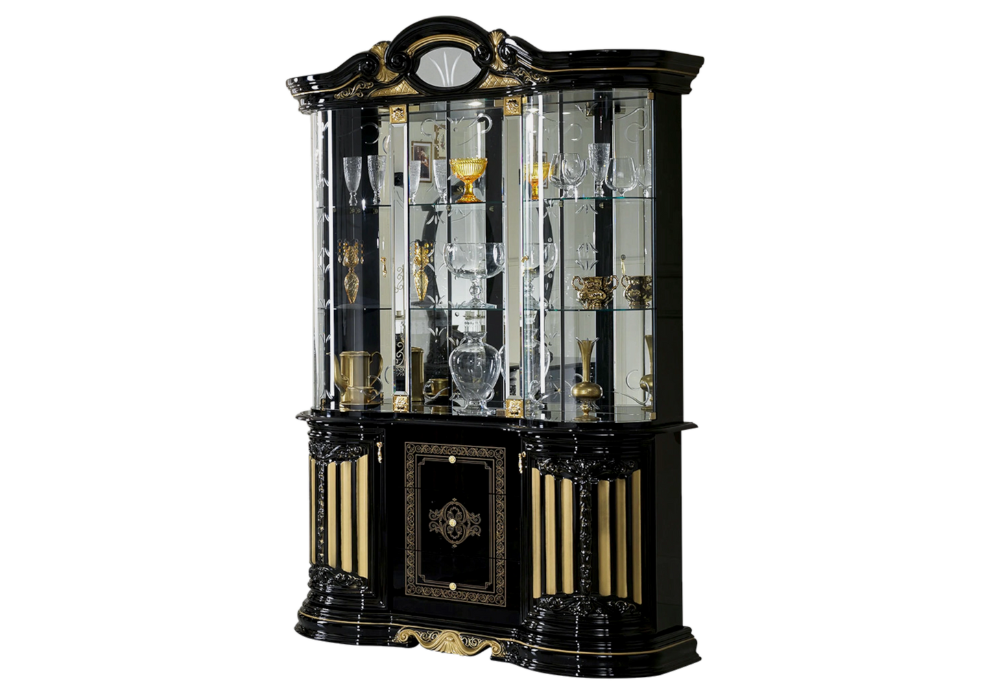 Salle à manger baroque noir doré compacte - NOBILE