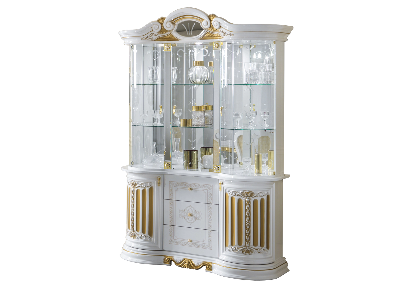 Salle à manger baroque blanc doré compacte - NOBILE