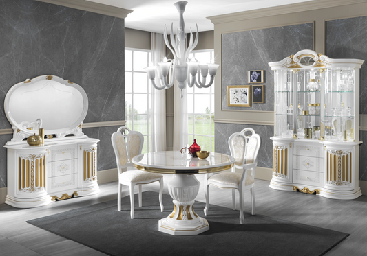 Salle à manger baroque blanc doré compacte - NOBILE