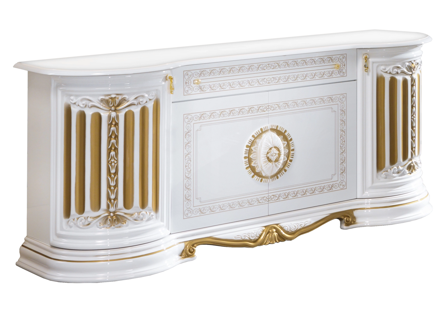 Salle à manger baroque blanc doré complète - NOBILE