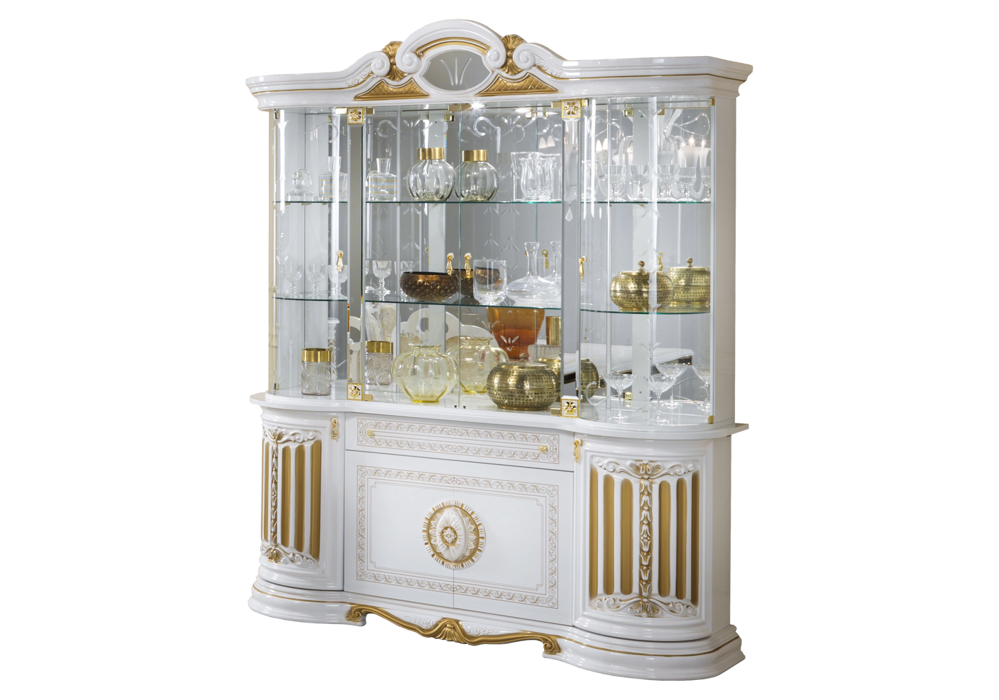 Salle à manger baroque blanc doré complète - NOBILE