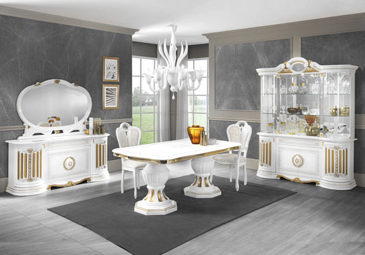 Salle à manger baroque blanc doré complète - NOBILE