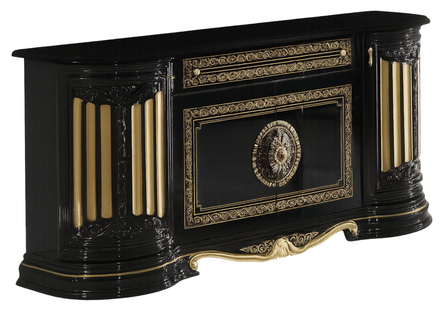 Salle à manger baroque noir doré complète - NOBILE