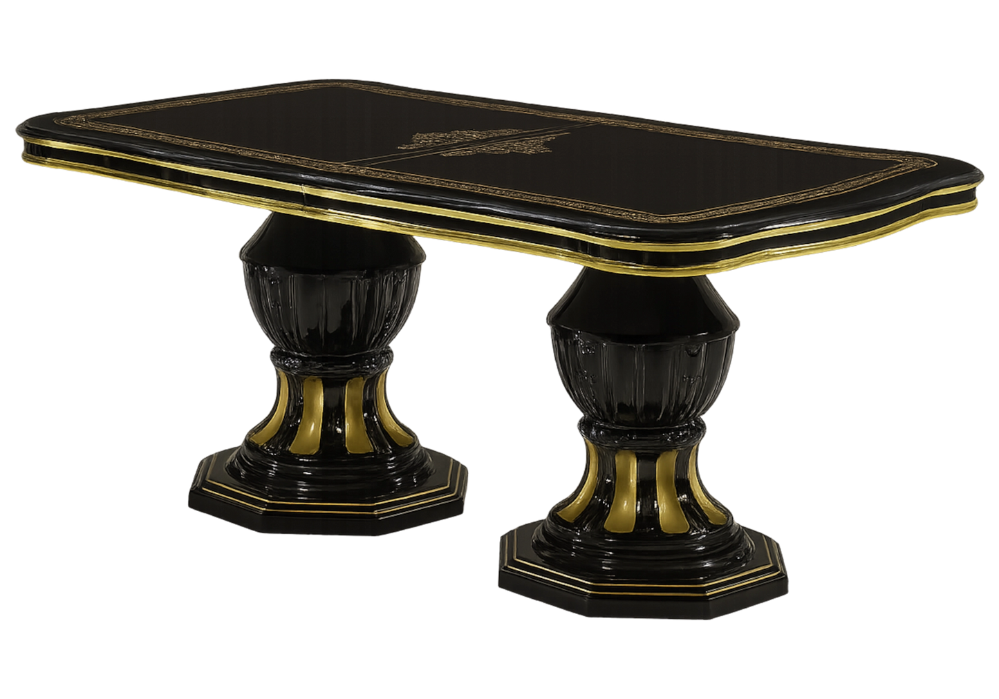 Salle à manger baroque noir doré compacte - NOBILE