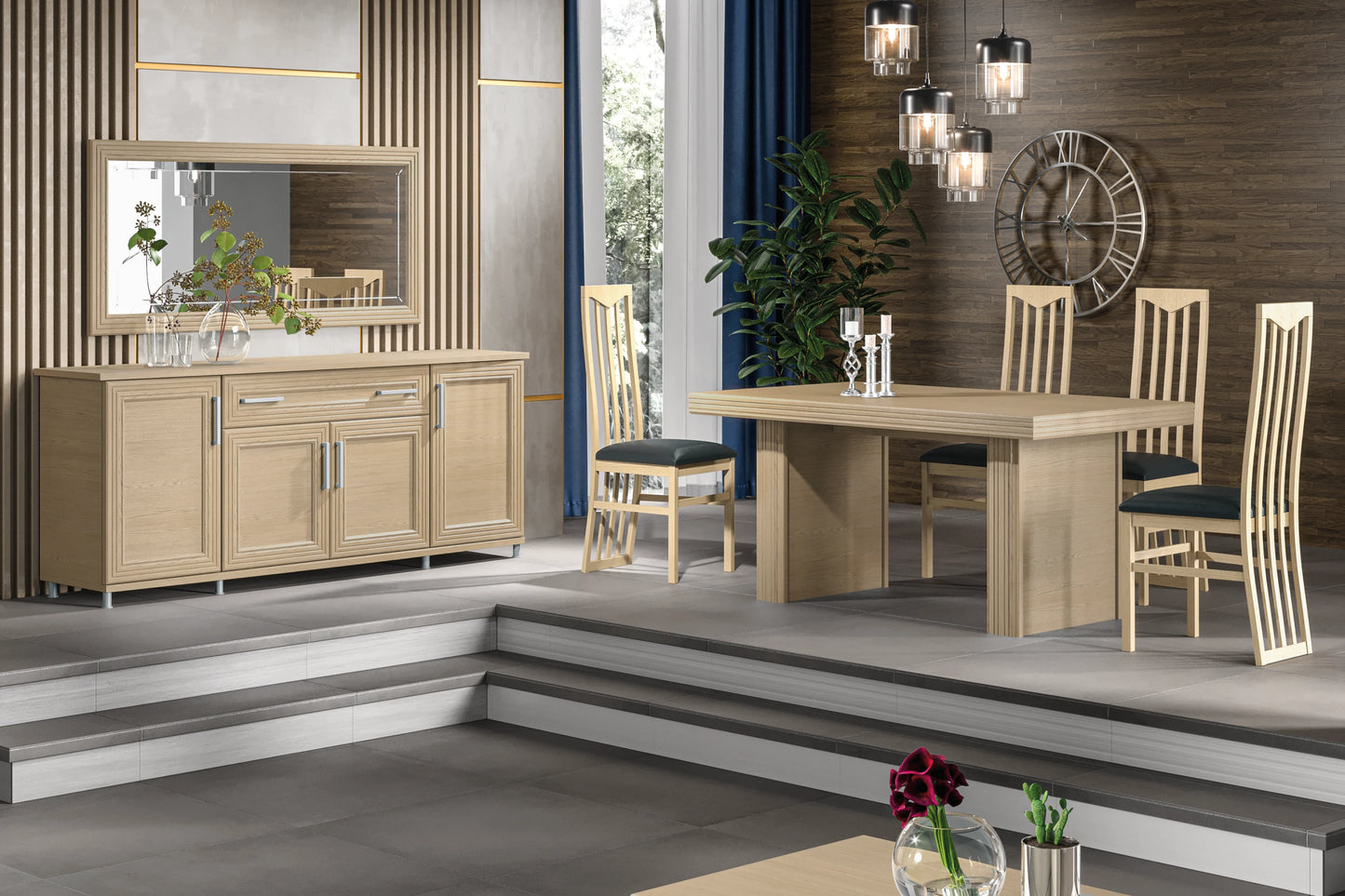 Ensemble meuble salon chêne clair – NATURA