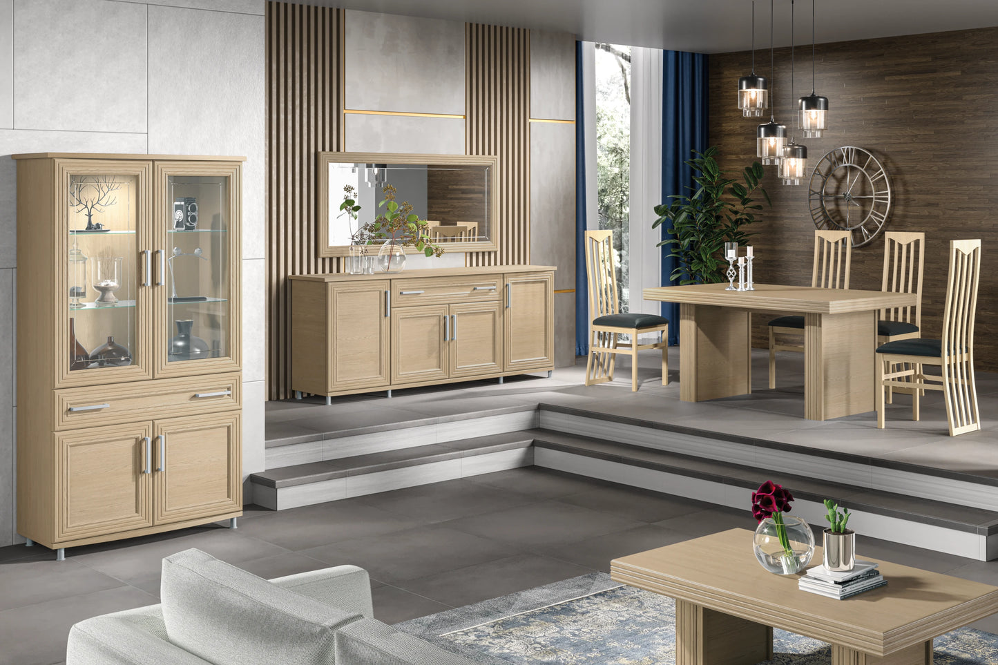 Ensemble meuble salon chêne clair – NATURA