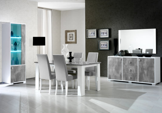 Salle à manger laquée effet béton gris – SARAH