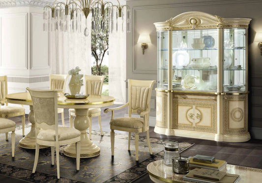 Salle à manger ovale baroque ivoire et or versace – IMPERIA