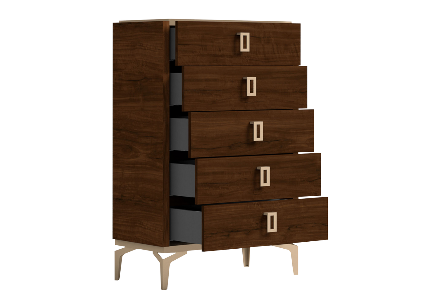 Chambre 160x200 noyer laqué semainier – Eva