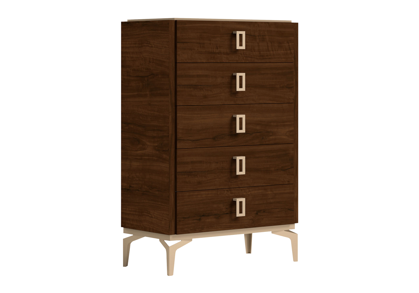 Chambre 160x200 noyer laqué semainier – Eva