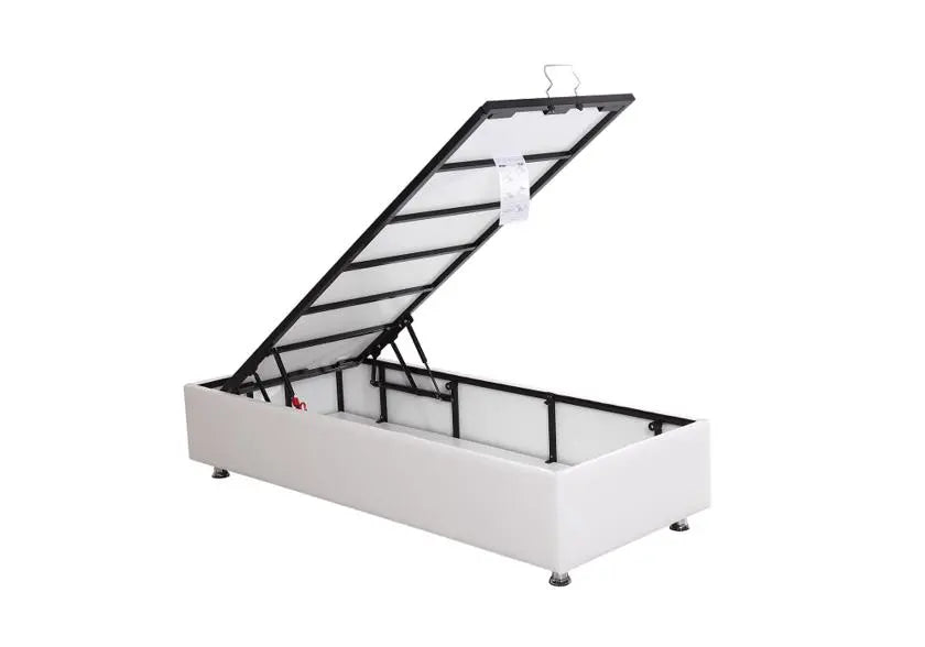 Sommier lit coffre rangement blanc SMART kelekci.com