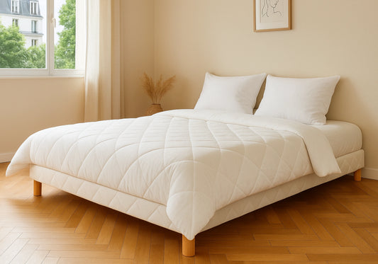 Sommier 2 places tapissier pieds bois – LINEA