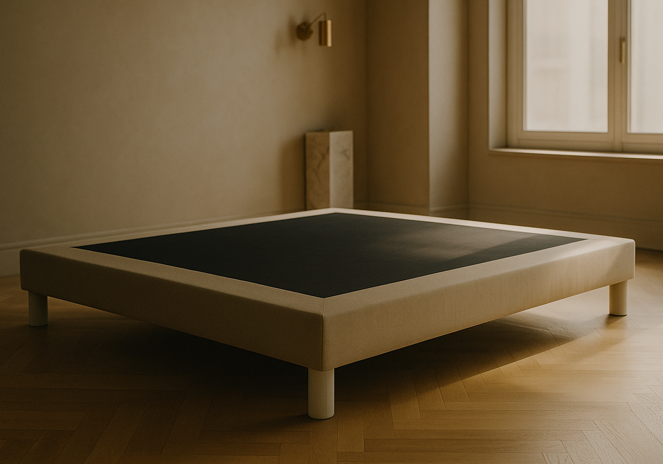 Sommier tapissé beige design 20 cm - STELY