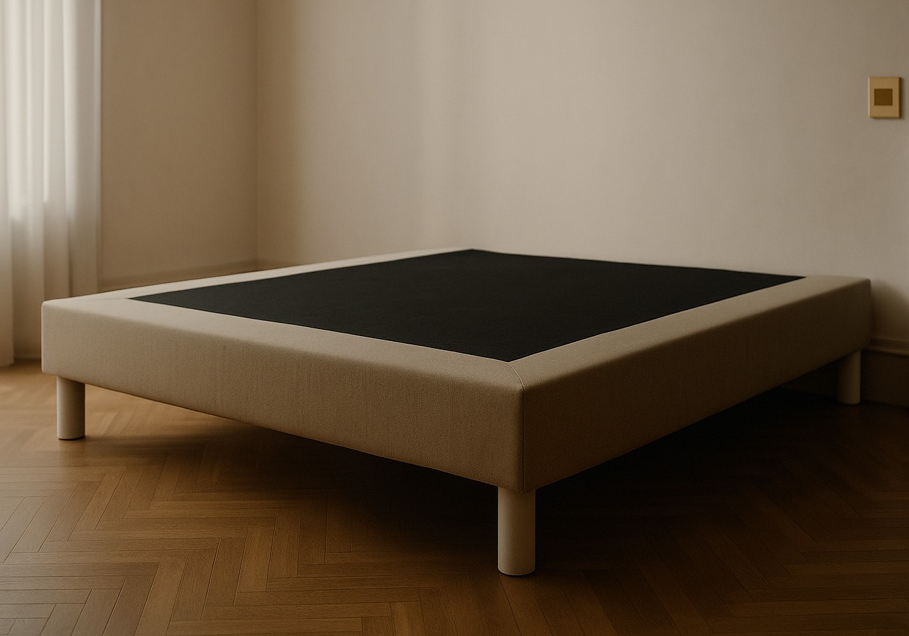 Sommier tapissé beige design 20 cm - STELY