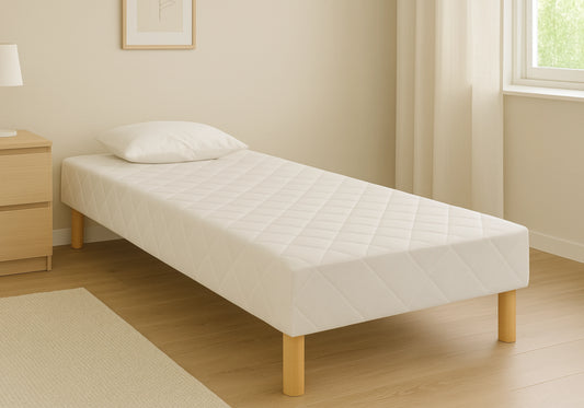 Sommier 1 place tapissier pieds bois – LINEA