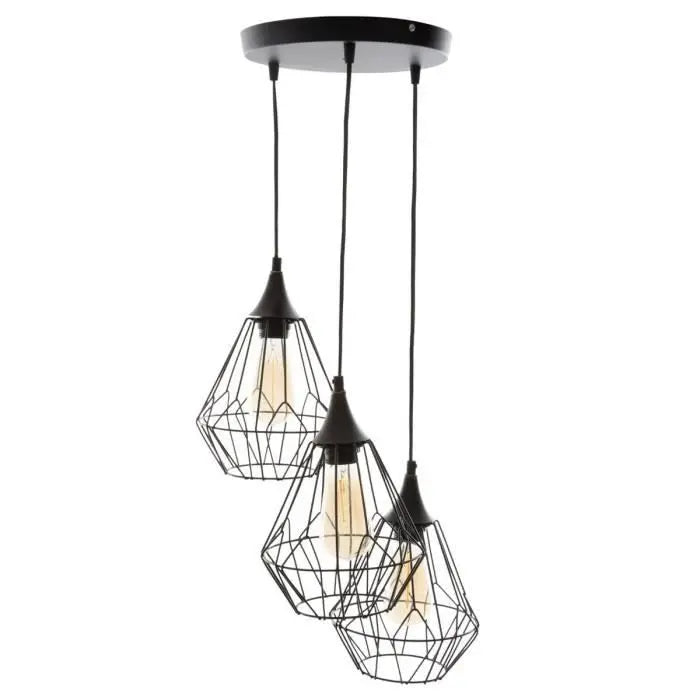 Suspension métal noir 3 lampes SIMLI WD Déco