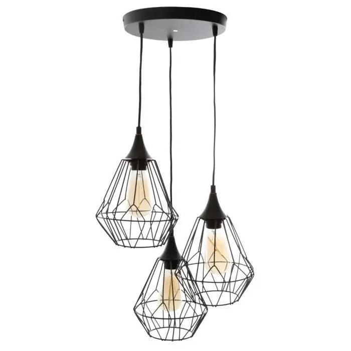 Suspension métal noir 3 lampes SIMLI WD Déco