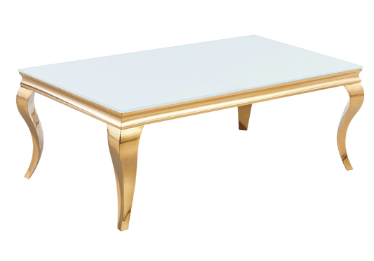 Table basse rectangulaire verre blanc or – Neo