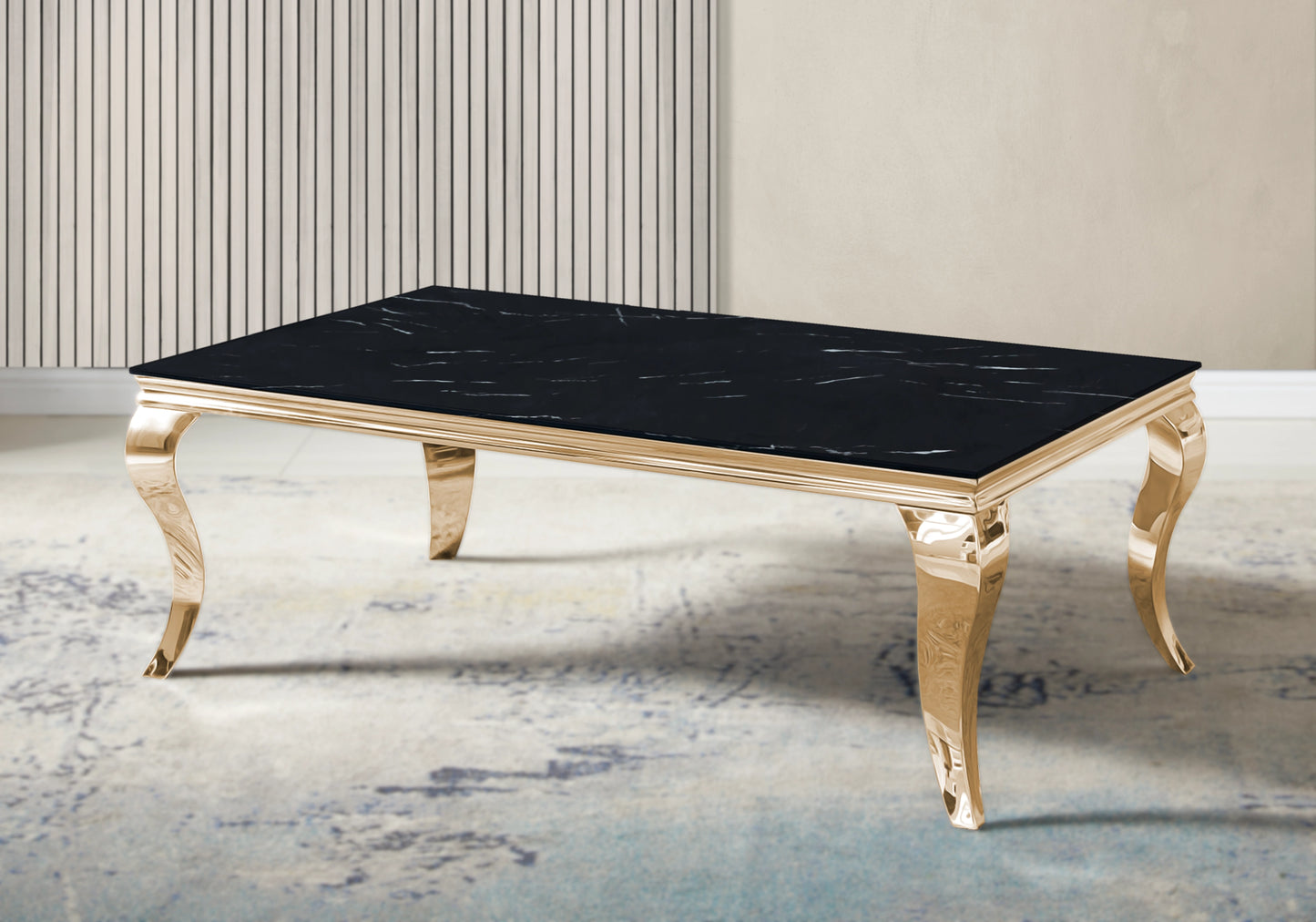 Table basse marbre noir pied doré - NEO