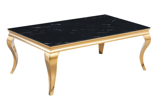 Table basse rectangulaire marbre noir or – Neo