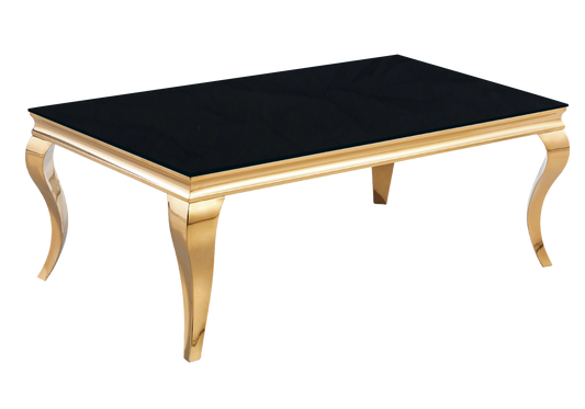Table basse rectangulaire verre noir or – Neo