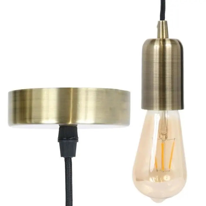 THE HOME DECO LIGHT Suspension LA12098 - Vintage - Or aluminium cablé - Noir M8 DEKOFLIX