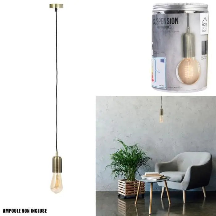 THE HOME DECO LIGHT Suspension LA12098 - Vintage - Or aluminium cablé - Noir M8 DEKOFLIX