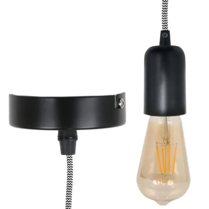 THE HOME DECO LIGHT Suspension LA12101 - Vintage - Noir alu cablé - Noir et blanc M8 DEKOFLIX