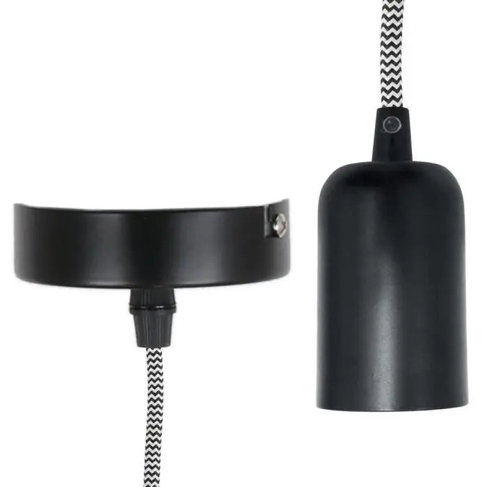 THE HOME DECO LIGHT Suspension LA12101 - Vintage - Noir alu cablé - Noir et blanc M8 DEKOFLIX