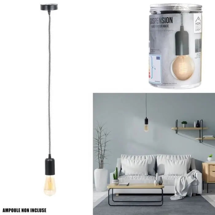 THE HOME DECO LIGHT Suspension LA12101 - Vintage - Noir alu cablé - Noir et blanc M8 DEKOFLIX