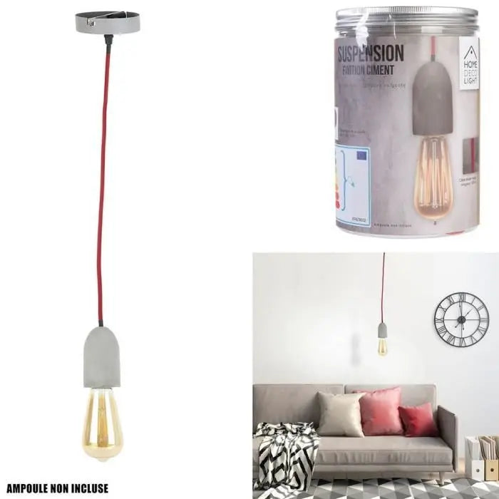 THE HOME DECO LIGHT Suspension béton LA12073 textile cable - Rouge M8 DEKOFLIX