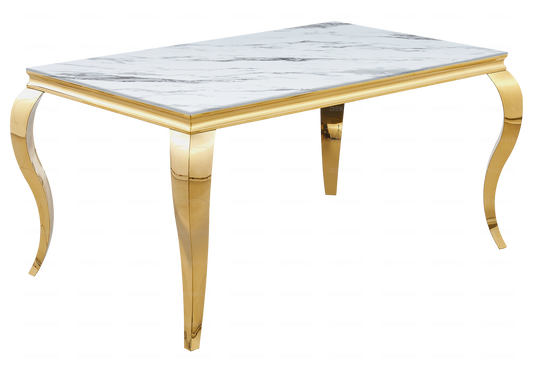 Table à manger marbre blanc pied doré – NEO