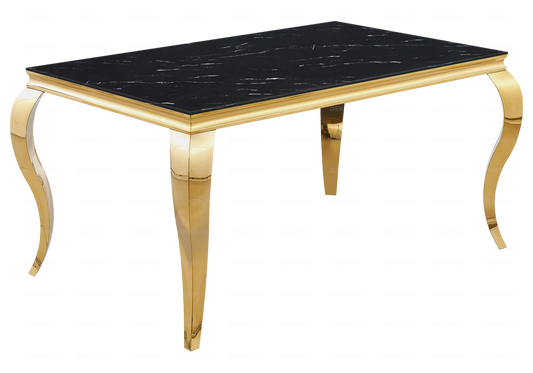 Table à manger marbre noir pied doré – NEO