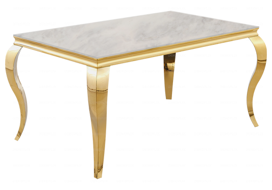 Table à manger marbre beige pied doré – NEO