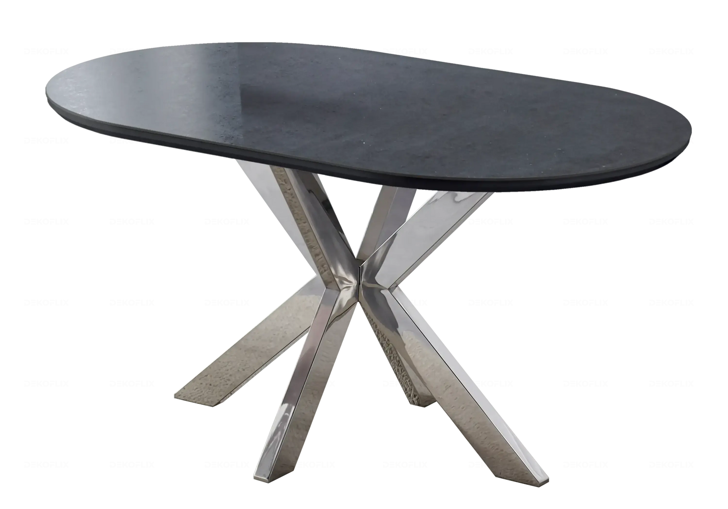 Table Céramique Noire et Chaises Taupe Argentés – NORA Galerie du Mobilier