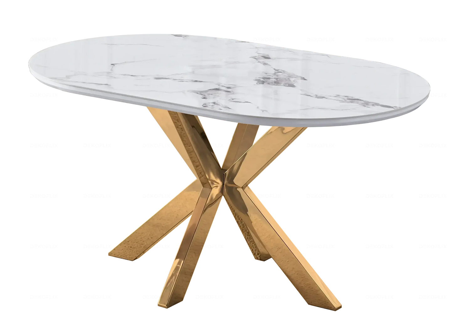 Table Marbre Blanc et Chaises Noires Dorés – NORA DEKOFLIX