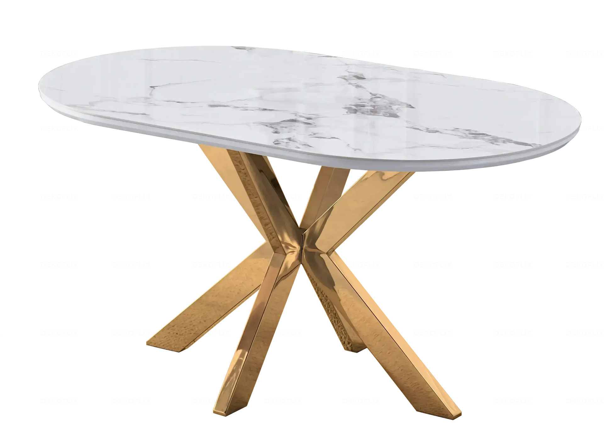 Table Marbre Blanc et Chaises Noires Dorés – NORA DEKOFLIX