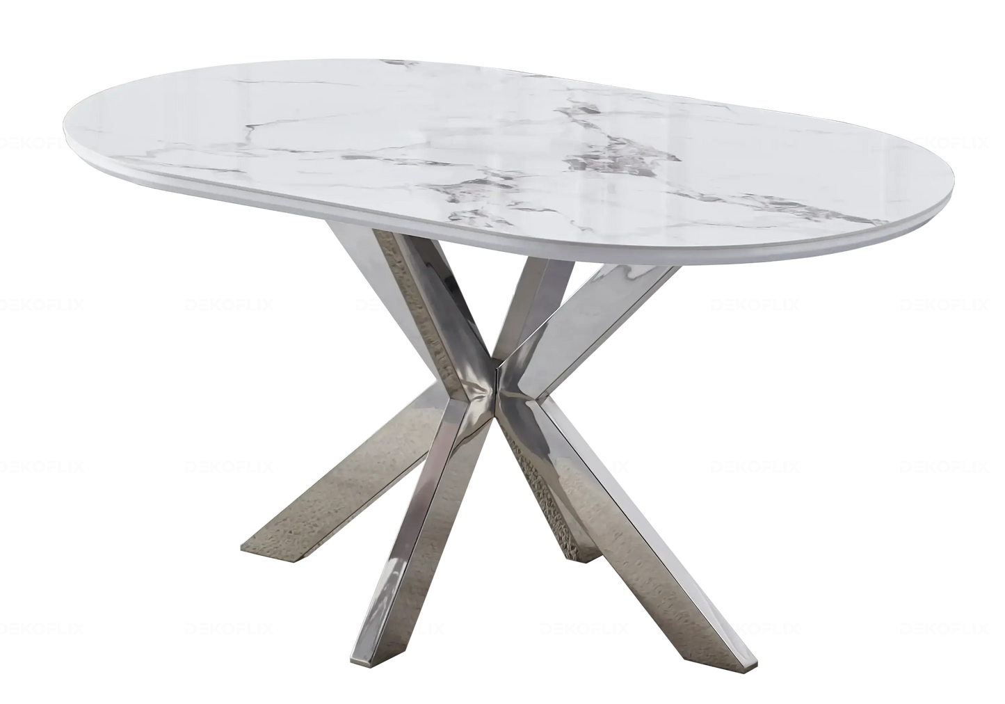 Table Marbre Blanc et Chaises Grises Argentés – NORA Galerie du Mobilier