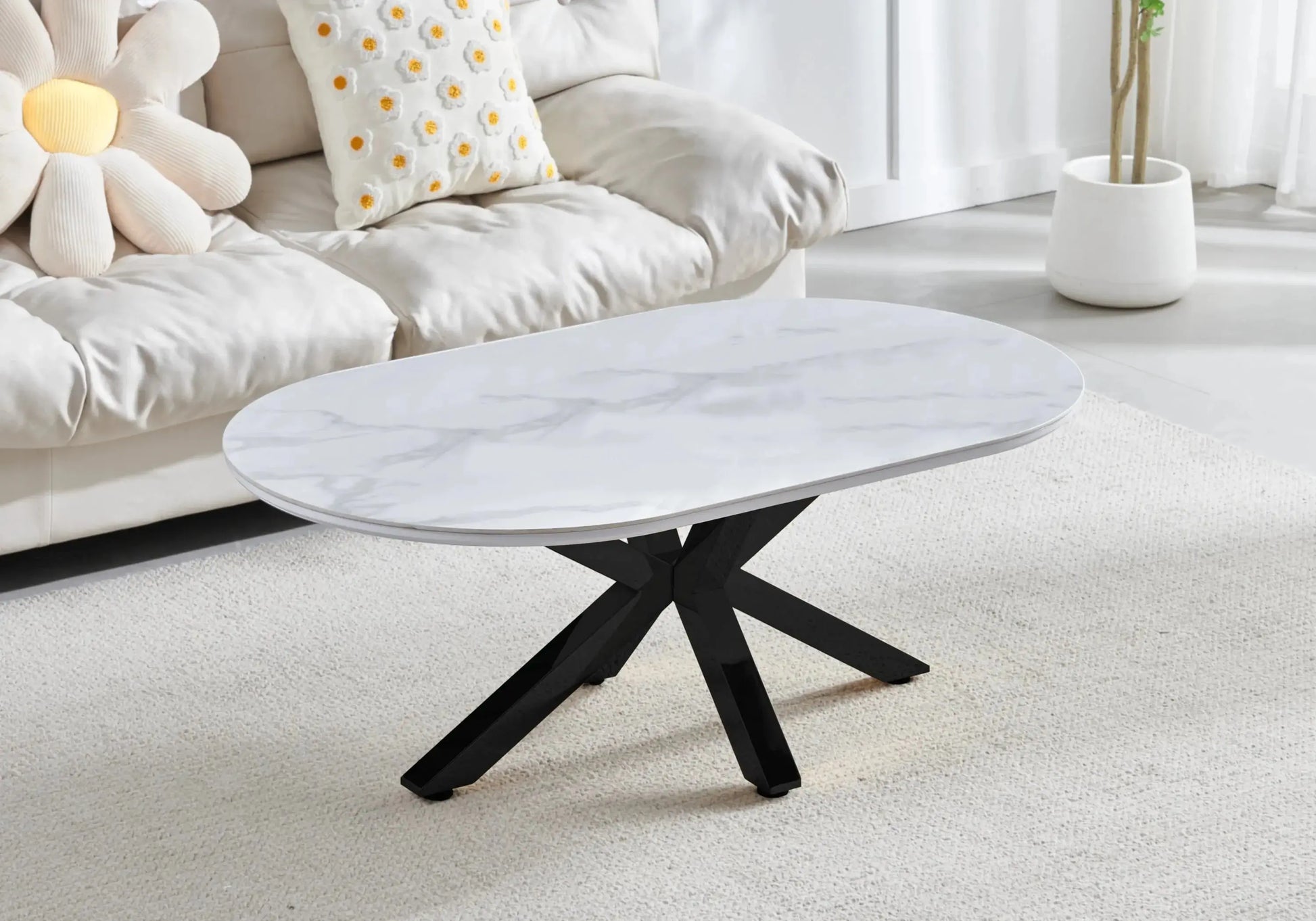 Table Marbre Blanc et Chaises Grises Noirs  – NORA Galerie du Mobilier