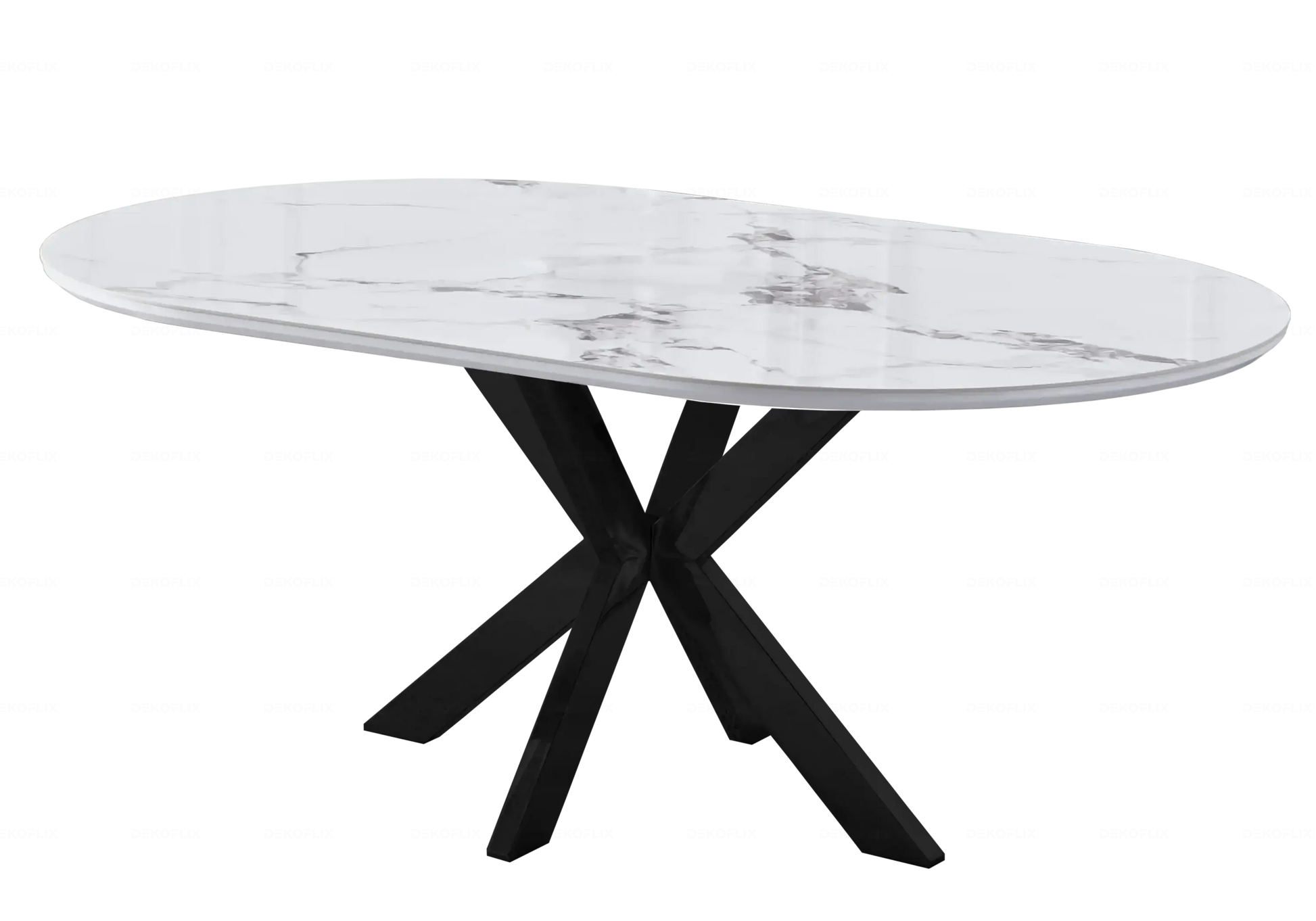 Table Marbre Blanc et Chaises Grises Noirs  – NORA Galerie du Mobilier