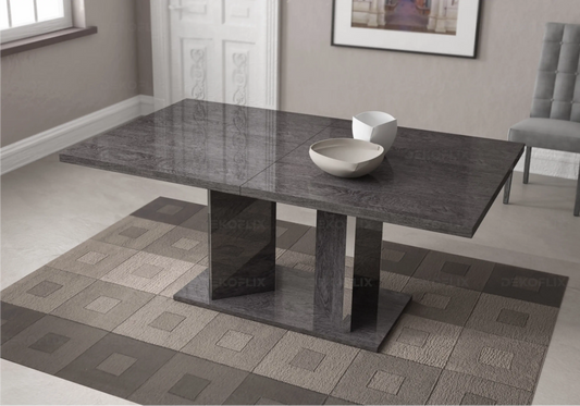 Table à Manger Bouleau Gris Design Extensible – Sarah Status