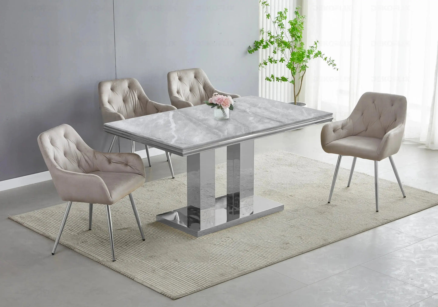 Table basse marbre gris argent design VERSUS New Design