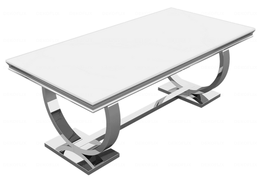 Table à manger verre blanc chromé design BOBO New Design
