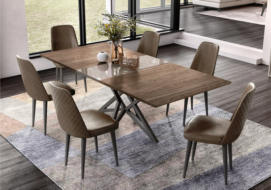 Table à Manger Extensible Nora – Élégance Bois et Métal Status