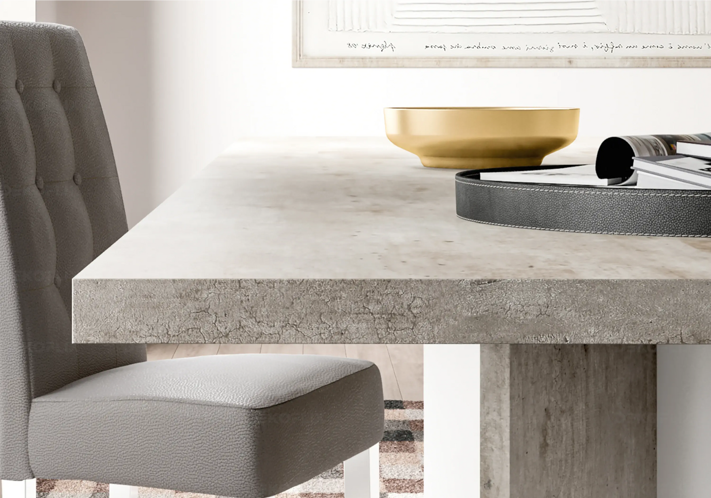 Table à Manger Moderne Béton – Modèles Fixe ou Extensible Treviso Status
