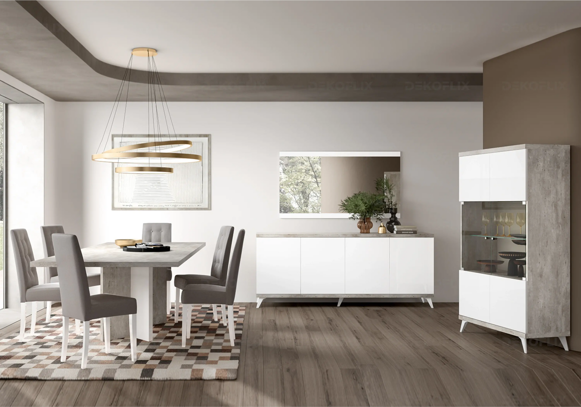 Table à Manger Moderne Béton – Modèles Fixe ou Extensible Treviso Status